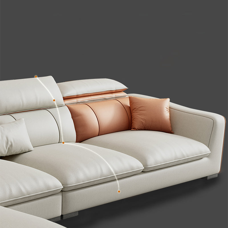 Contemporary Faux Leather Sectional with Storage Flared Arm for Living Room
