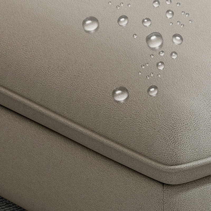 Contemporary Faux Leather Sectional with Storage Flared Arm for Living Room