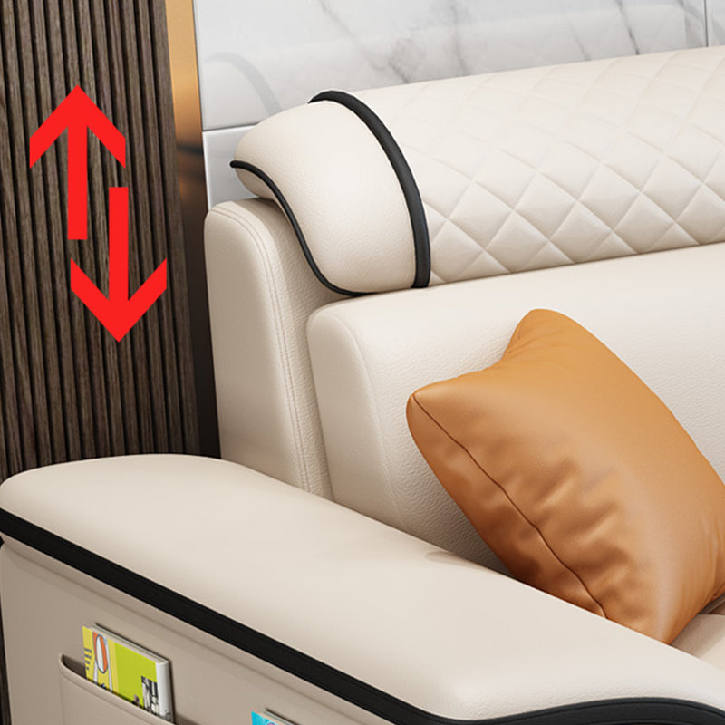 4-Seater Sectional with Adjustable Head Pillow and Storage Arms for Living Room