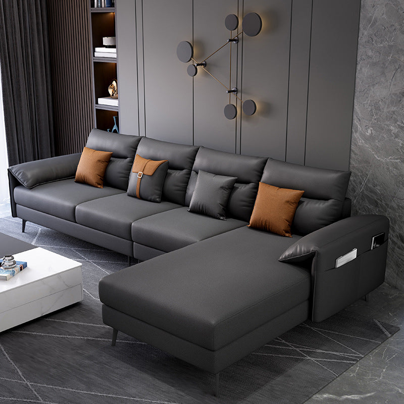 Contemporary Sectional with 4 Pillows Back and Storage Pillow Top Arm