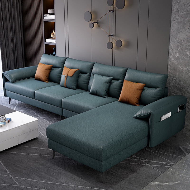 Contemporary Sectional with 4 Pillows Back and Storage Pillow Top Arm