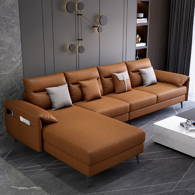 Contemporary Sectional with 4 Pillows Back and Storage Pillow Top Arm