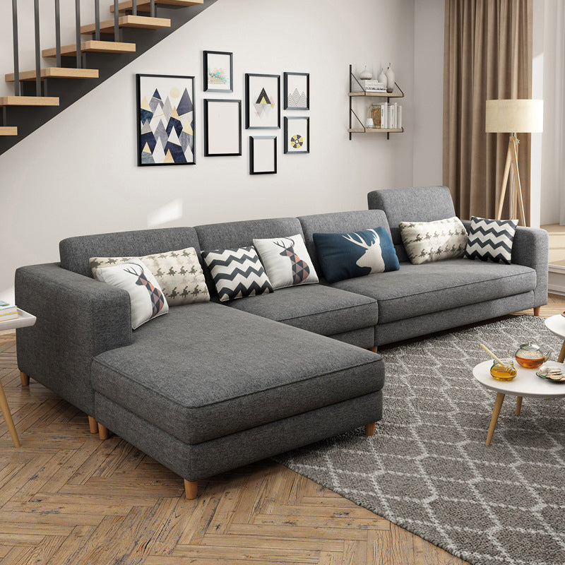 Contemporary Sectional with Adjustable Pillow Back and Square Arms