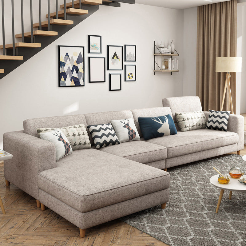 Contemporary Sectional with Adjustable Pillow Back and Square Arms