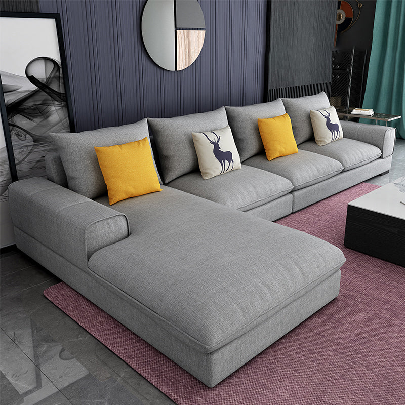 Contemporary L-Shape Sectional with Pillow Back and Recessed Arms for 4 People