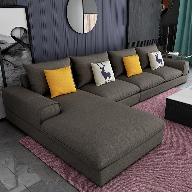 Contemporary L-Shape Sectional with Pillow Back and Recessed Arms for 4 People