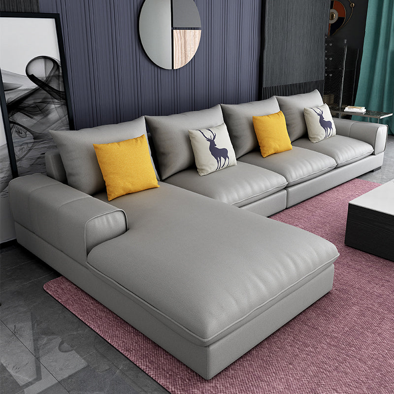 Contemporary L-Shape Sectional with Pillow Back and Recessed Arms for 4 People