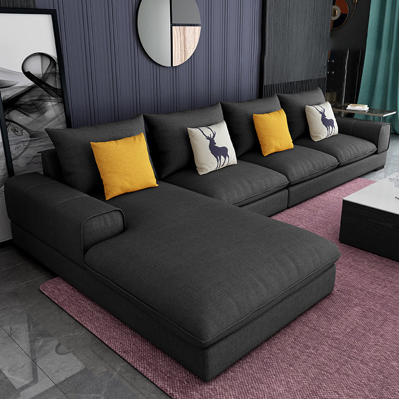 Contemporary L-Shape Sectional with Pillow Back and Recessed Arms for 4 People