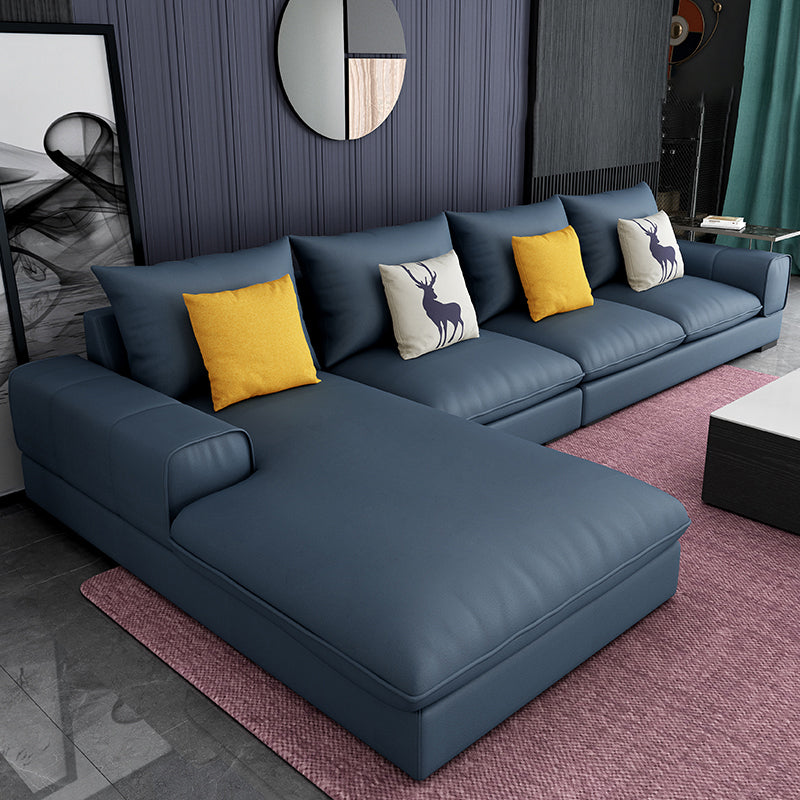Contemporary L-Shape Sectional with Pillow Back and Recessed Arms for 4 People