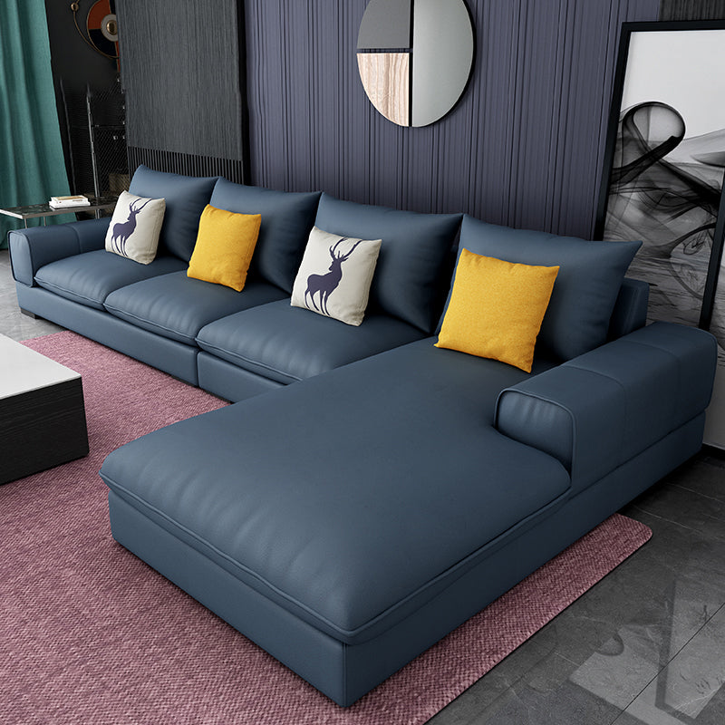 Contemporary L-Shape Sectional with Pillow Back and Recessed Arms for 4 People