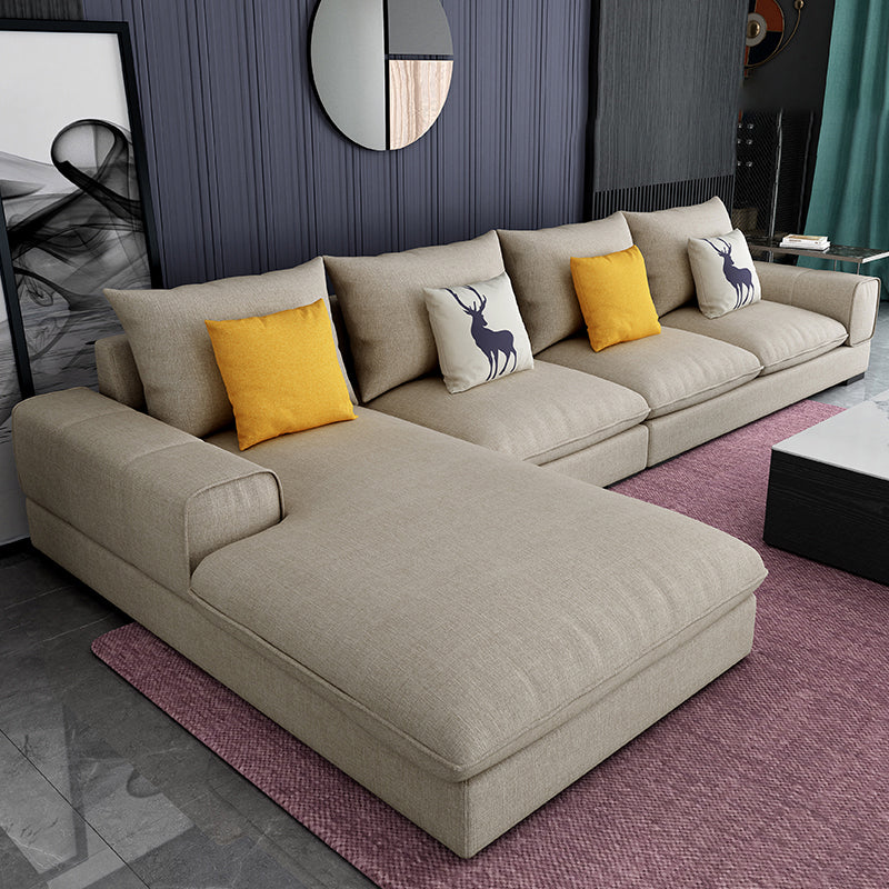 Contemporary L-Shape Sectional with Pillow Back and Recessed Arms for 4 People