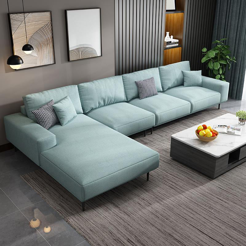 Contemporary Pillow Back Sectional with Recessed Arms for 4 People