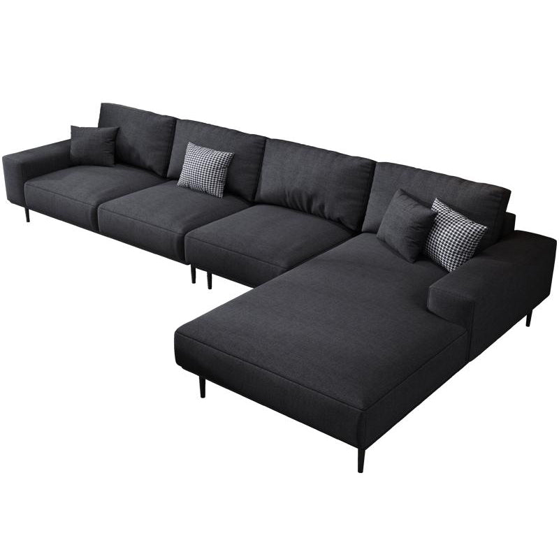 Contemporary Pillow Back Sectional with Recessed Arms for 4 People