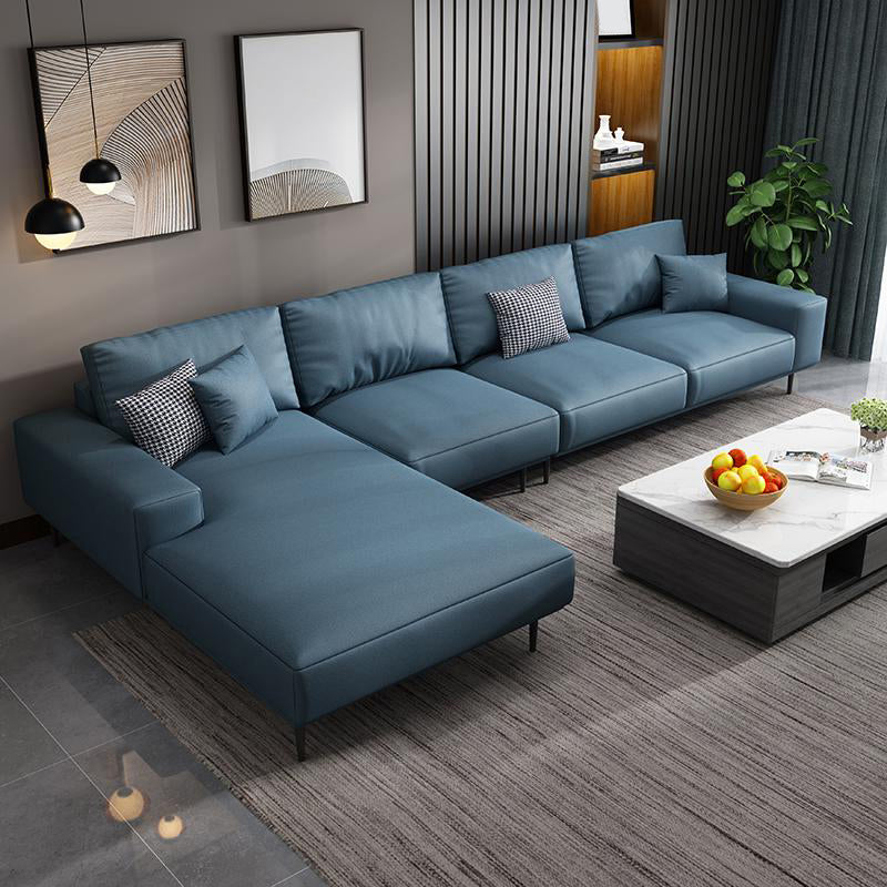 Contemporary Pillow Back Sectional with Recessed Arms for 4 People