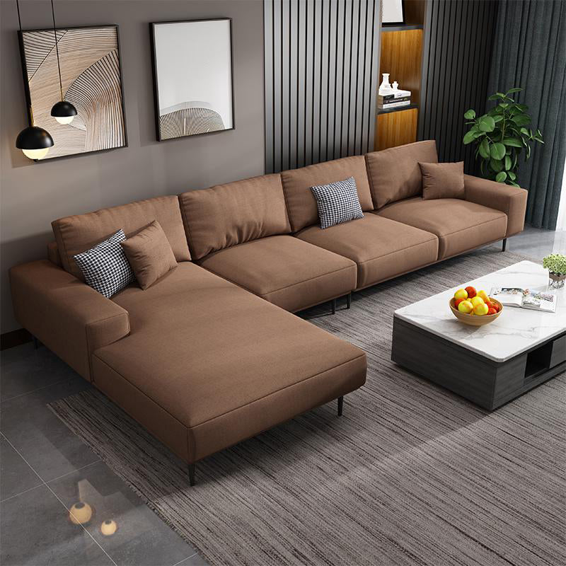 Contemporary Pillow Back Sectional with Recessed Arms for 4 People