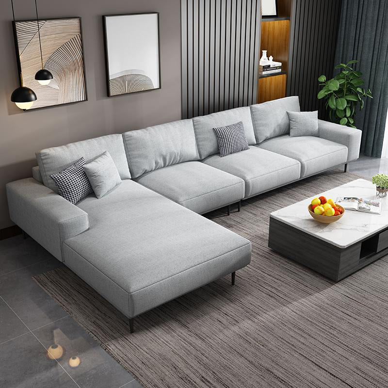 Contemporary Pillow Back Sectional with Recessed Arms for 4 People