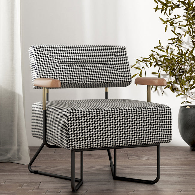 Contemporary Fabric Arms Included with Black Legs Accent Armchair