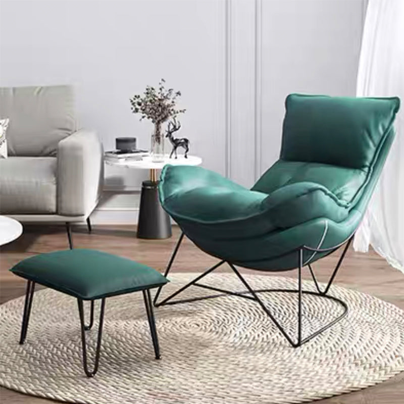 Contemporary Bonded Leather Reclining with Black Legs Lounge Accent Chair