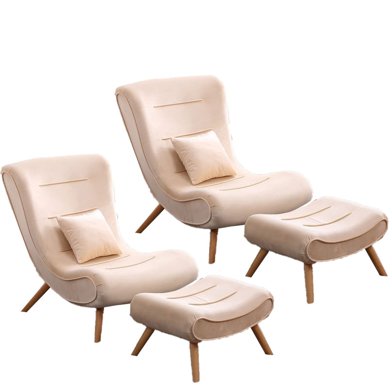 Contemporary Armless with Ottoman Basic Four Leg Lounge Accent Chair