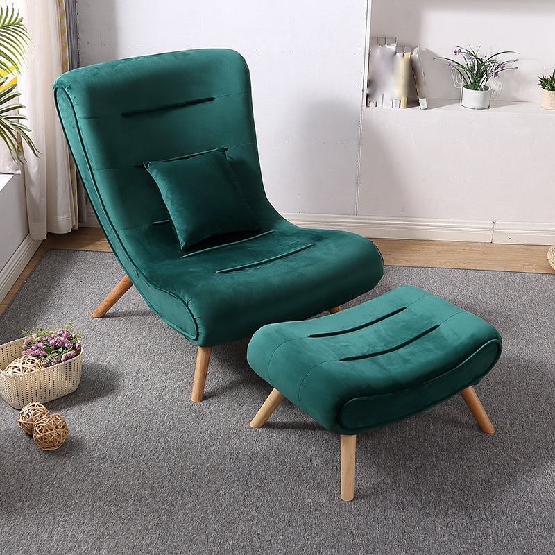 Contemporary Armless with Ottoman Basic Four Leg Lounge Accent Chair