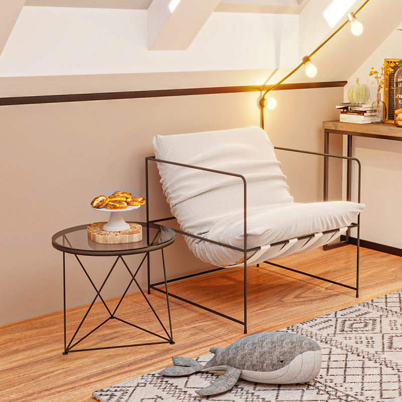 Industrial Style 26.77 " Wide Cotton Blend Sponge Metal Square Arm Chair