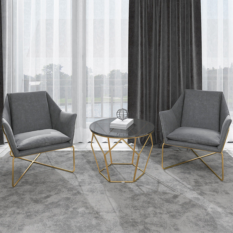 Mid-century Modern 27.56" Wide Fixed Back Cross Base Flared Arms Chair