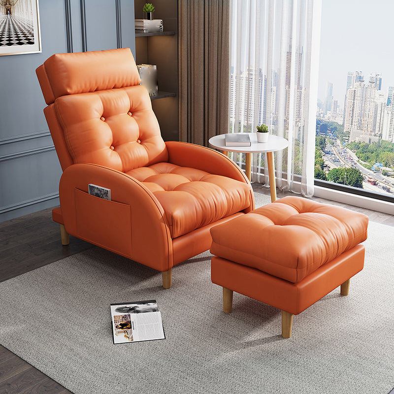 Contemporary Bonded Leather Arms Included with Ottoman Lounge Accent Chair