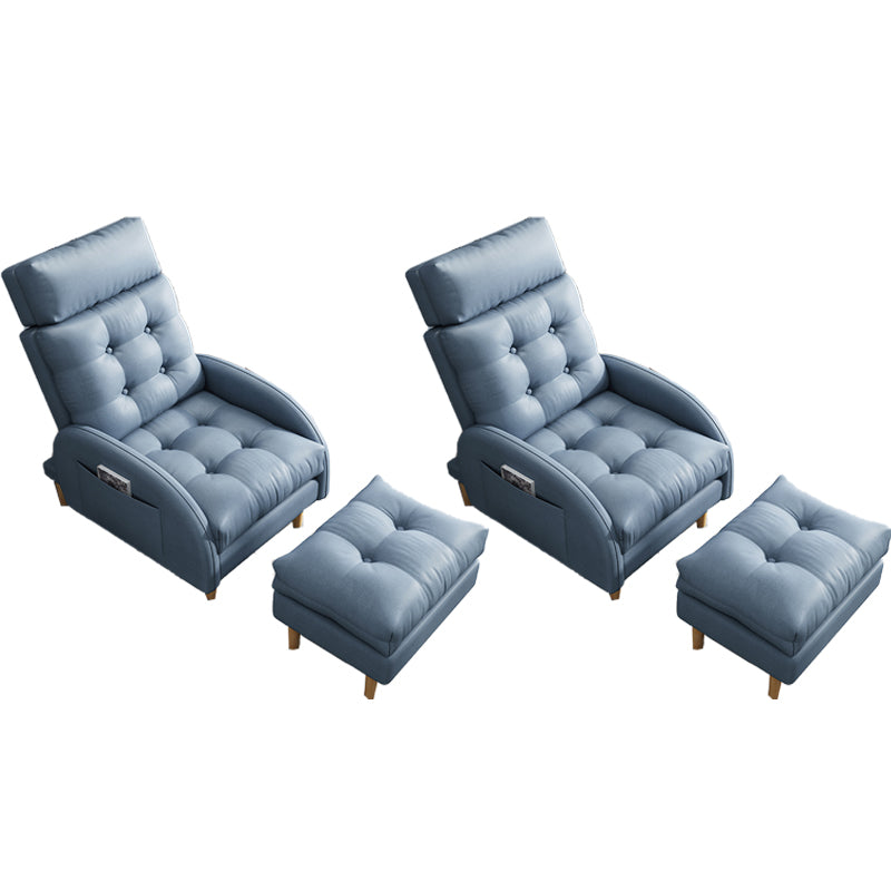 Contemporary Bonded Leather Arms Included with Ottoman Lounge Accent Chair