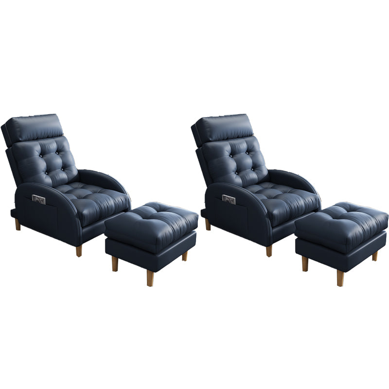 Contemporary Bonded Leather Arms Included with Ottoman Lounge Accent Chair