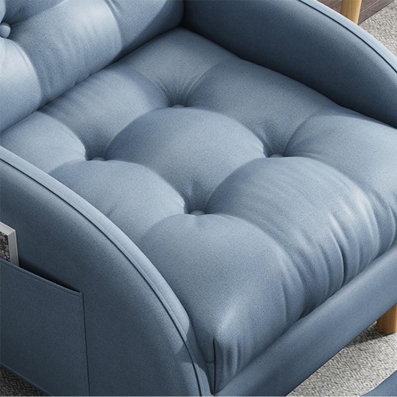 Contemporary Bonded Leather Arms Included with Ottoman Lounge Accent Chair