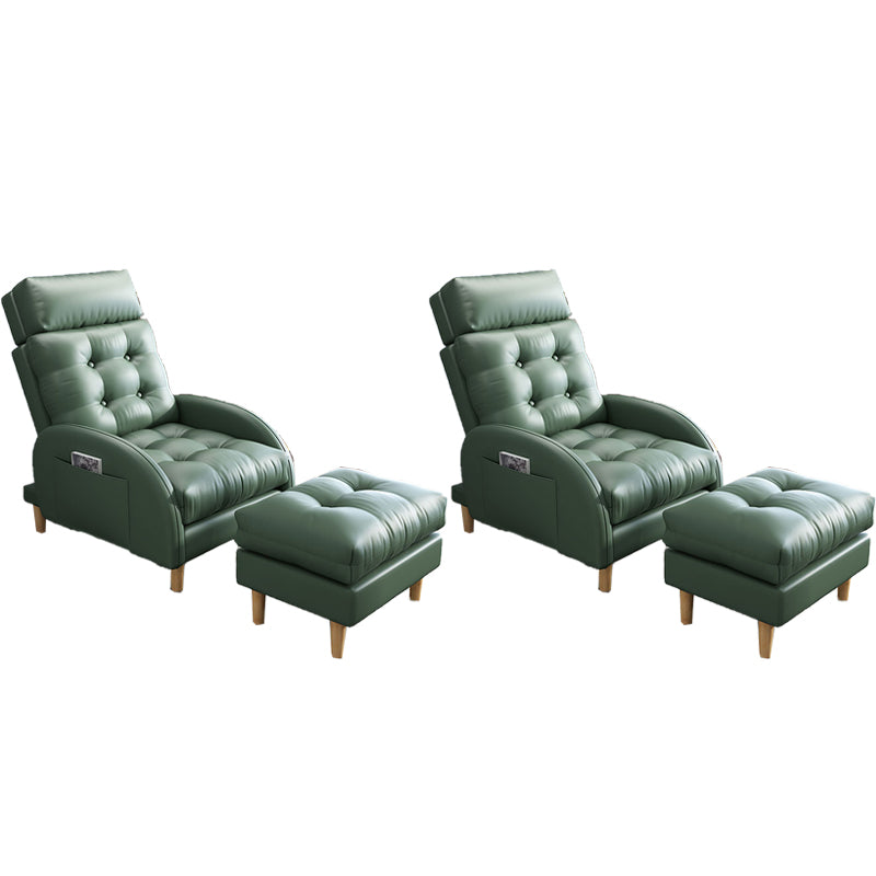Contemporary Bonded Leather Arms Included with Ottoman Lounge Accent Chair