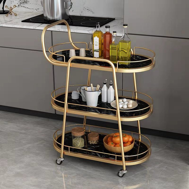 32.28" High Rolling Contemporary Prep Table Metal Prep Table with Open Storage