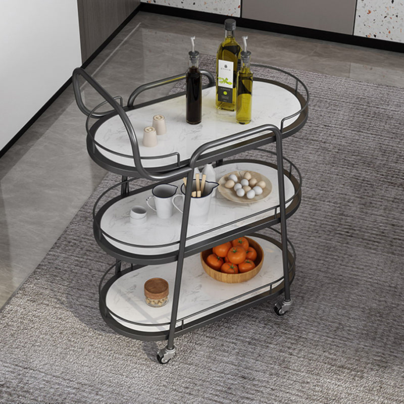 32.28" High Rolling Contemporary Prep Table Metal Prep Table with Open Storage