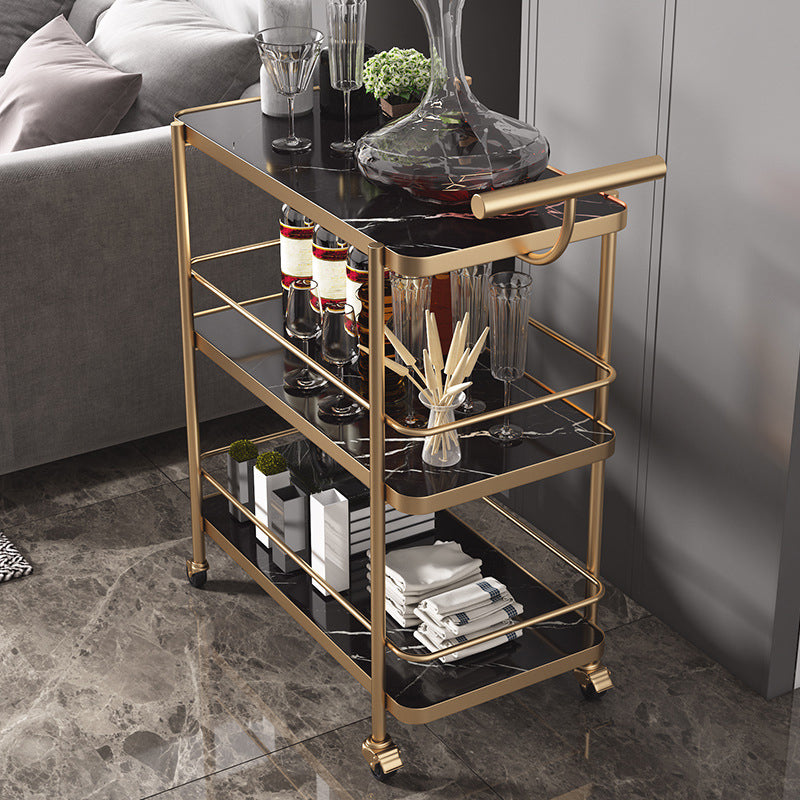 35.43" High Modern Prep Table Rolling Stone Prep Table for Dining Room