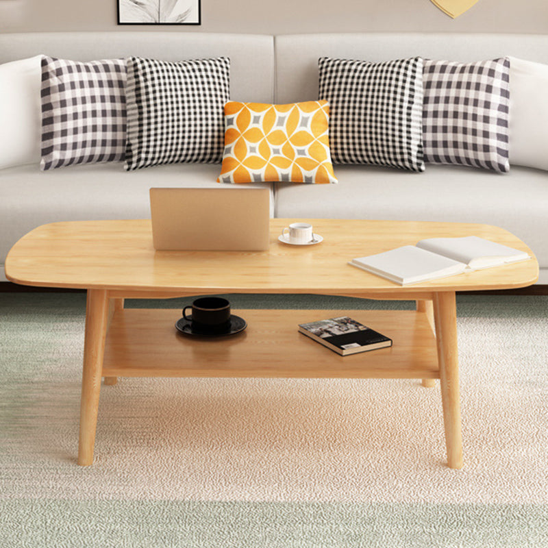17.72" Tall Contemporary Style Coffee Cocktail Table Solid Wood Coffee Table