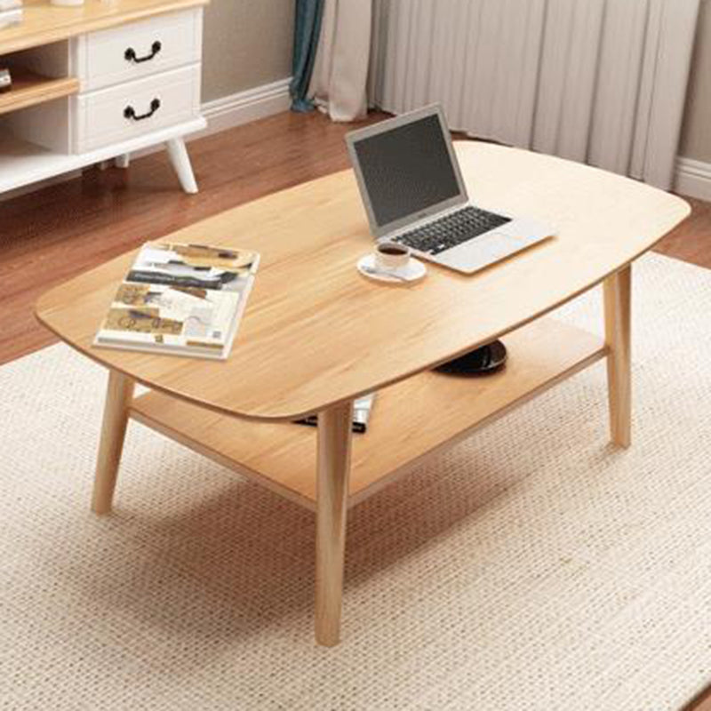 17.72" Tall Contemporary Style Coffee Cocktail Table Solid Wood Coffee Table