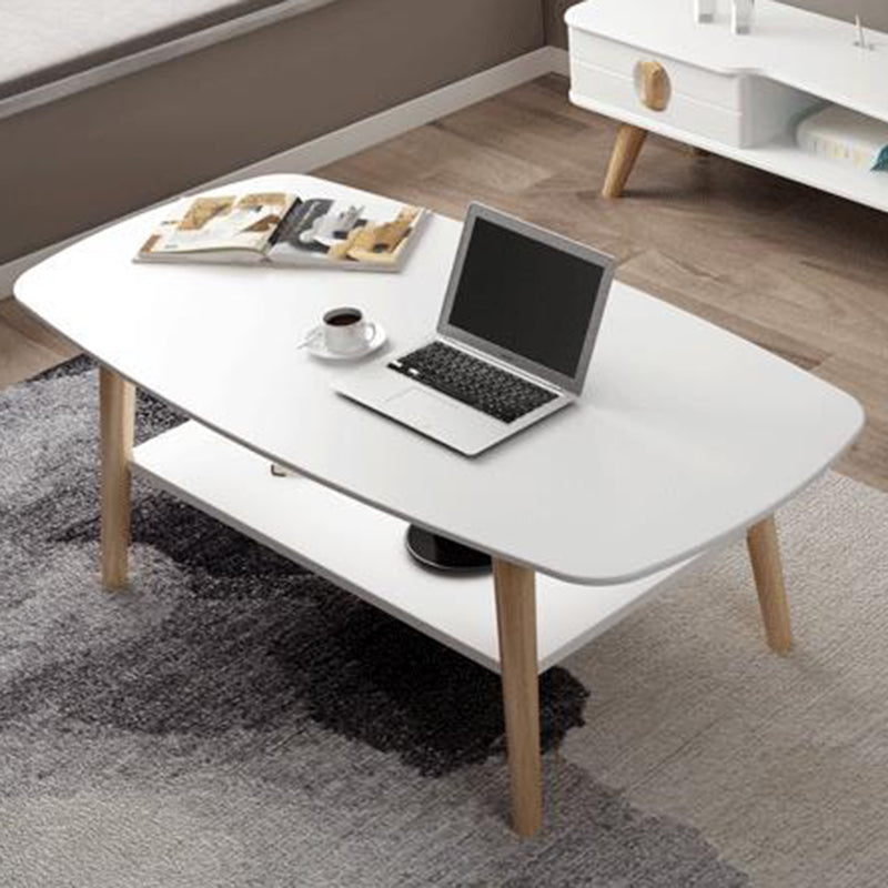17.72" Tall Contemporary Style Coffee Cocktail Table Solid Wood Coffee Table