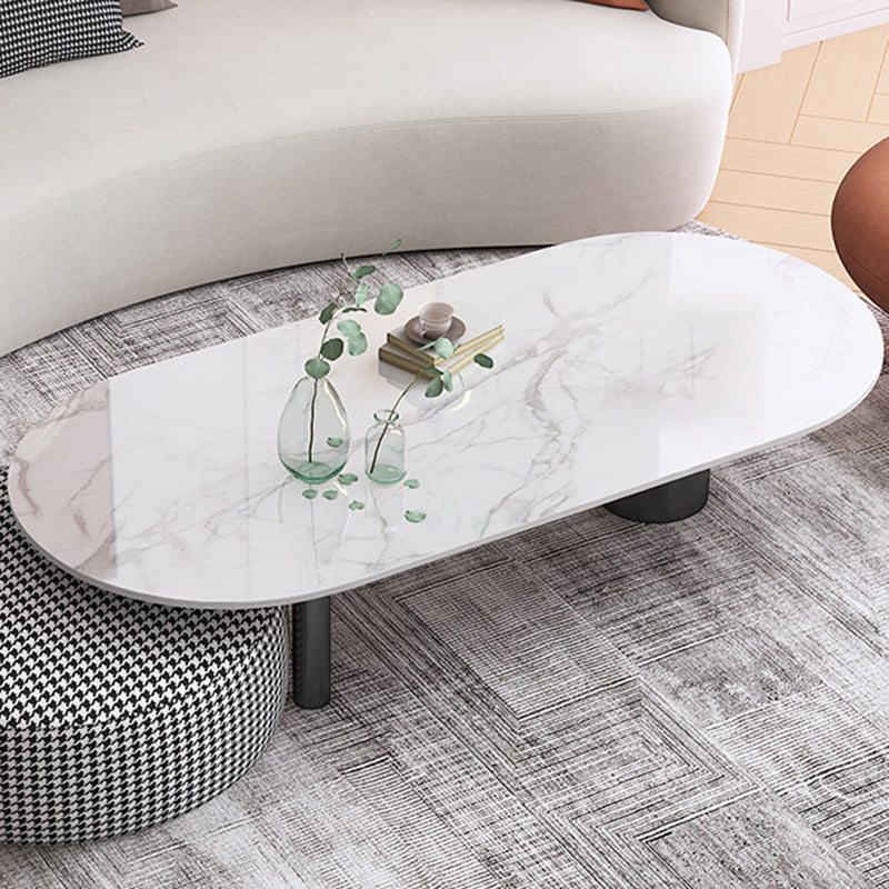 Glam 3 Legs Cocktail Table Oval Coffee Cocktail Table for Living Room