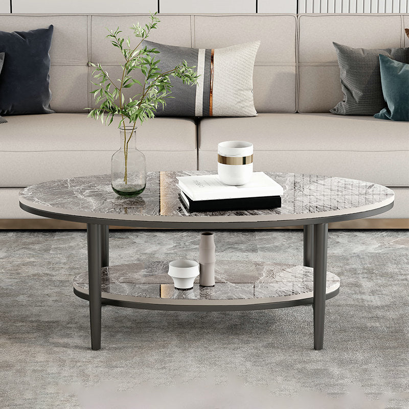 Glam Slate Coffee Cocktail Table Oval Coffee Cocktail Table for Living Room