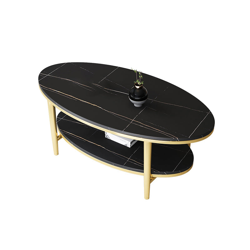 Glam Slate Coffee Cocktail Table Oval Coffee Cocktail Table for Living Room