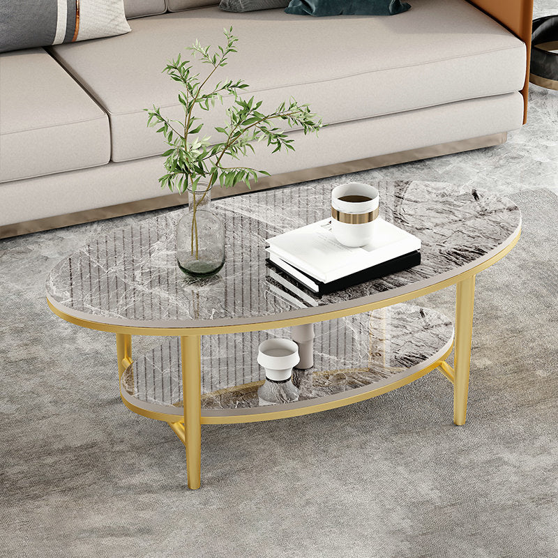 Glam Slate Coffee Cocktail Table Oval Coffee Cocktail Table for Living Room