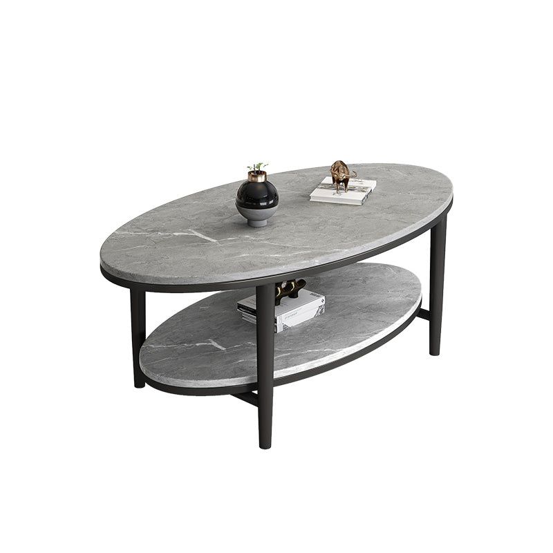 Glam Slate Coffee Cocktail Table Oval Coffee Cocktail Table for Living Room