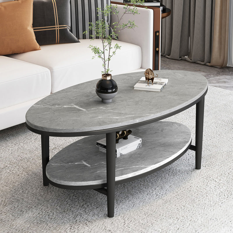 Glam Slate Coffee Cocktail Table Oval Coffee Cocktail Table for Living Room