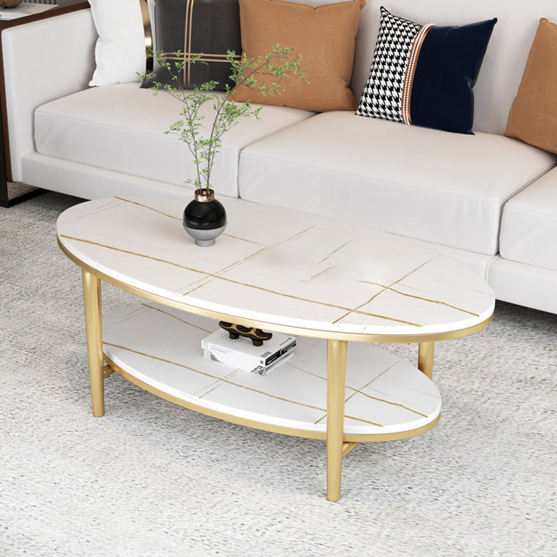 Glam Slate Coffee Cocktail Table Oval Coffee Cocktail Table for Living Room