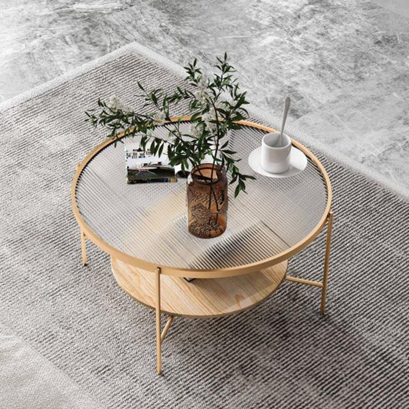 17.72" Tall Contemporary Style Coffee Cocktail Table Glass-Topped Coffee Table