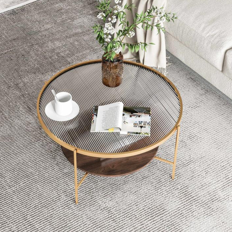 17.72" Tall Contemporary Style Coffee Cocktail Table Glass-Topped Coffee Table