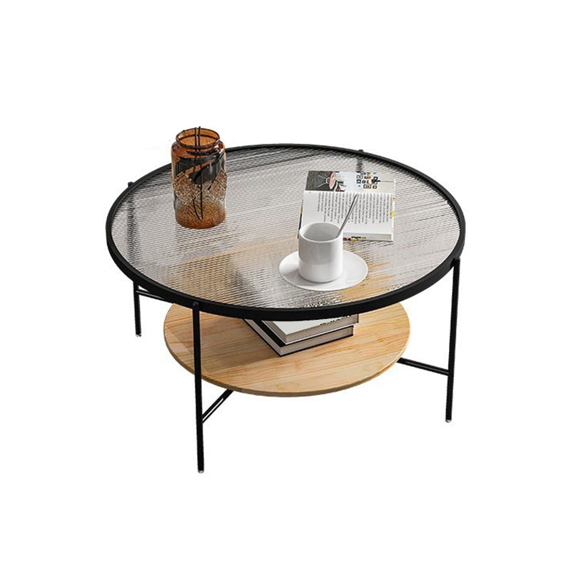 17.72" Tall Contemporary Style Coffee Cocktail Table Glass-Topped Coffee Table