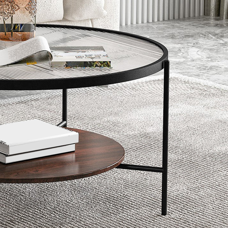17.72" Tall Contemporary Style Coffee Cocktail Table Glass-Topped Coffee Table