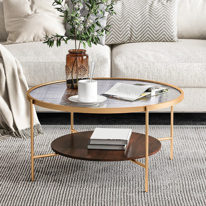 17.72" Tall Contemporary Style Coffee Cocktail Table Glass-Topped Coffee Table