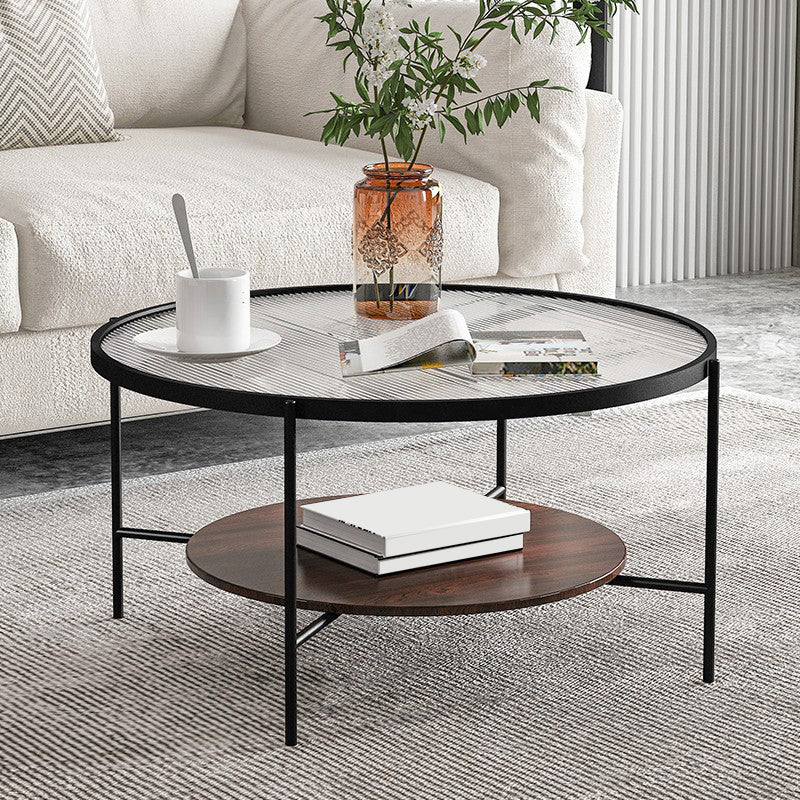 17.72" Tall Contemporary Style Coffee Cocktail Table Glass-Topped Coffee Table
